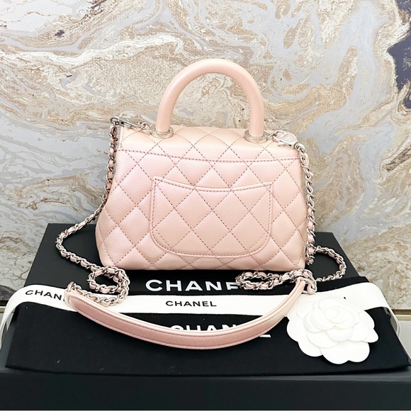 Chanel Iridescent Caviar Quilted Extra Mini Coco Light Pink Handle Flap - Picture 12 of 15